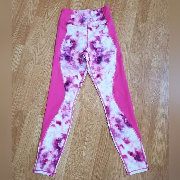 NEW! Good American 'Trippy' Tie Dye Seamed Leggings - size 1 (Small) in Pink - Picture 2 of 13